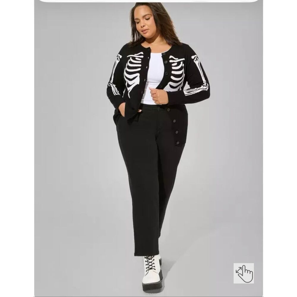 Skeleton x torrid cardigan sweater open top shirt black bones goth - Picture 2 of 5